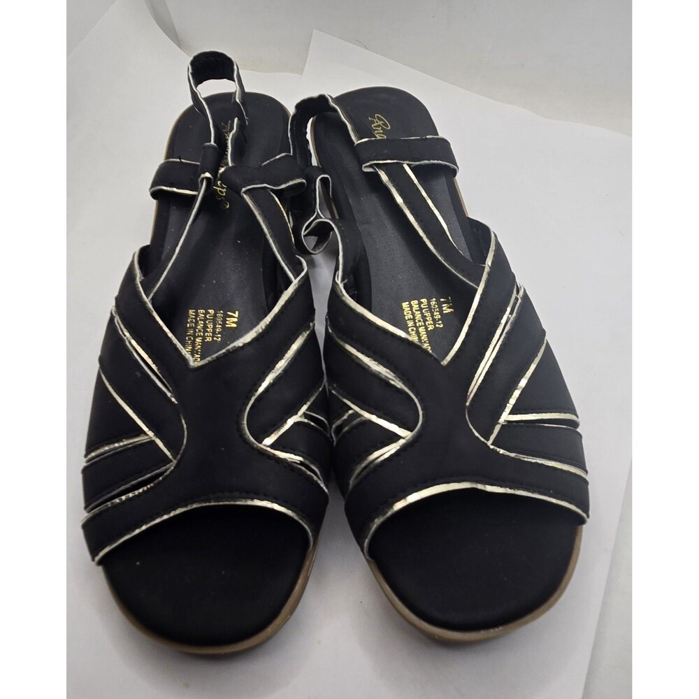 Ladies Dress Sandals Size 7 M Black and Gold